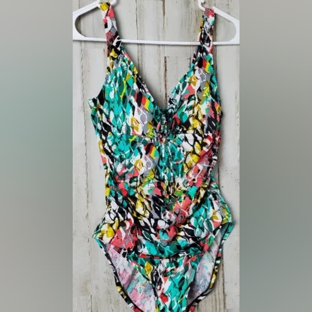 Aqua Green One Piece Casual Swimsuit Size X-L